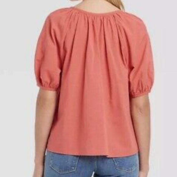 Universal Thread Button Front Puff Sleeve 100% Cotton Blouse in Rust Size XS - Picture 2 of 7